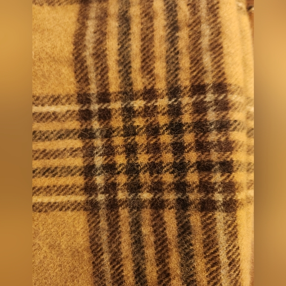 Fine Woollens Beige & Brown Plaid Lambs Wool Scarf Made In Scotland Unisex - Picture 4 of 9